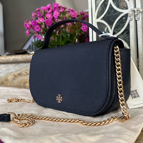 New Tory Burch Emerson Top Handle Women's Saffiano Leather Crossbody navy - Picture 3 of 9